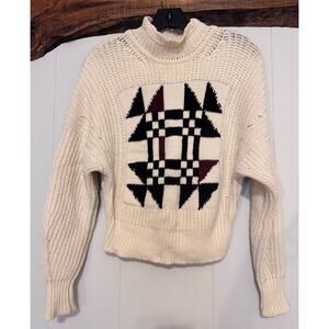 Vintage Isabel Marant Geometric Cream Wool Blend Crop Sweater Size 34/US 2